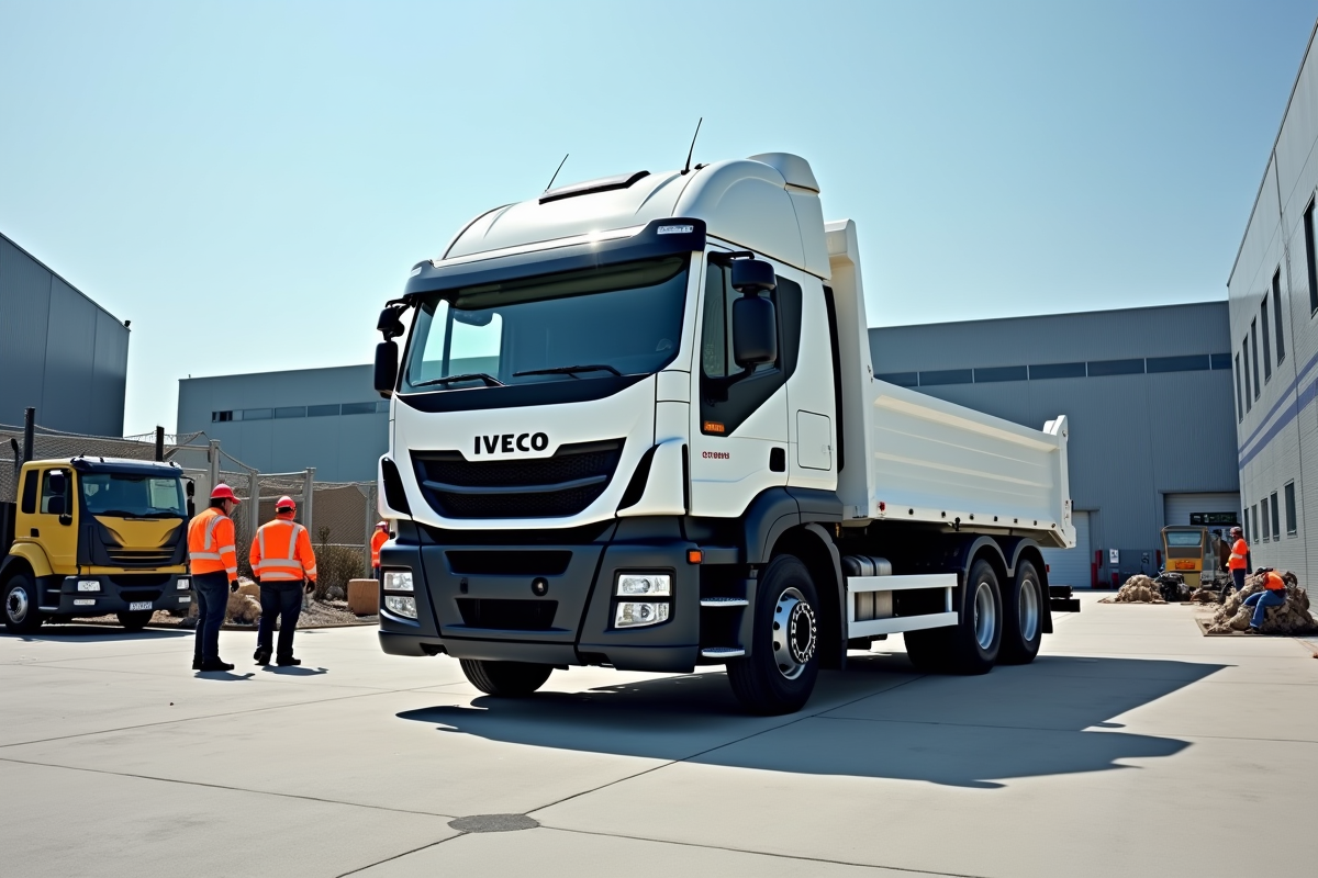 Camion Iveco 3,5 tonnes sur un site professionnel en journée