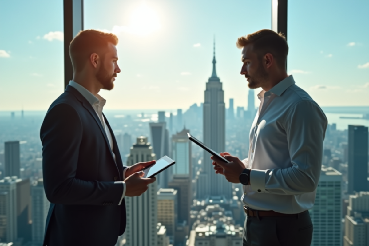 entrepreneur regardant la ville depuis son bureau