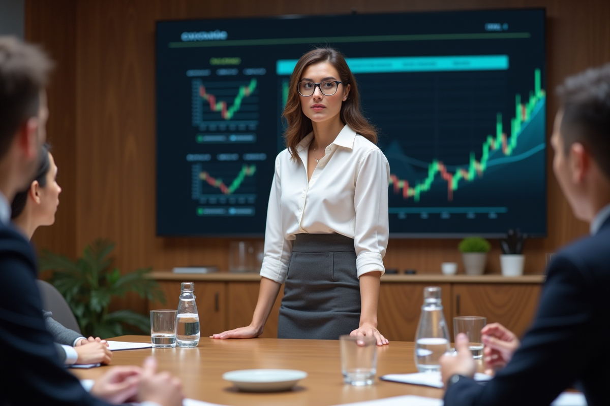 Experte en fusions et acquisitions en discussion avec collègues