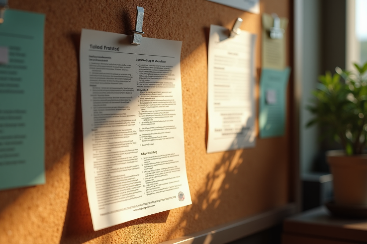 Flyer fini affiché dans un bureau chaleureux