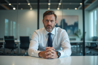 Homme d'affaires en réunion dans un bureau moderne