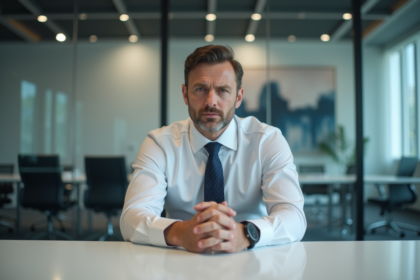 Homme d'affaires en réunion dans un bureau moderne