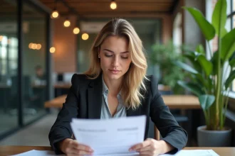 Jeune femme professionnelle en bureau moderne pour assurance