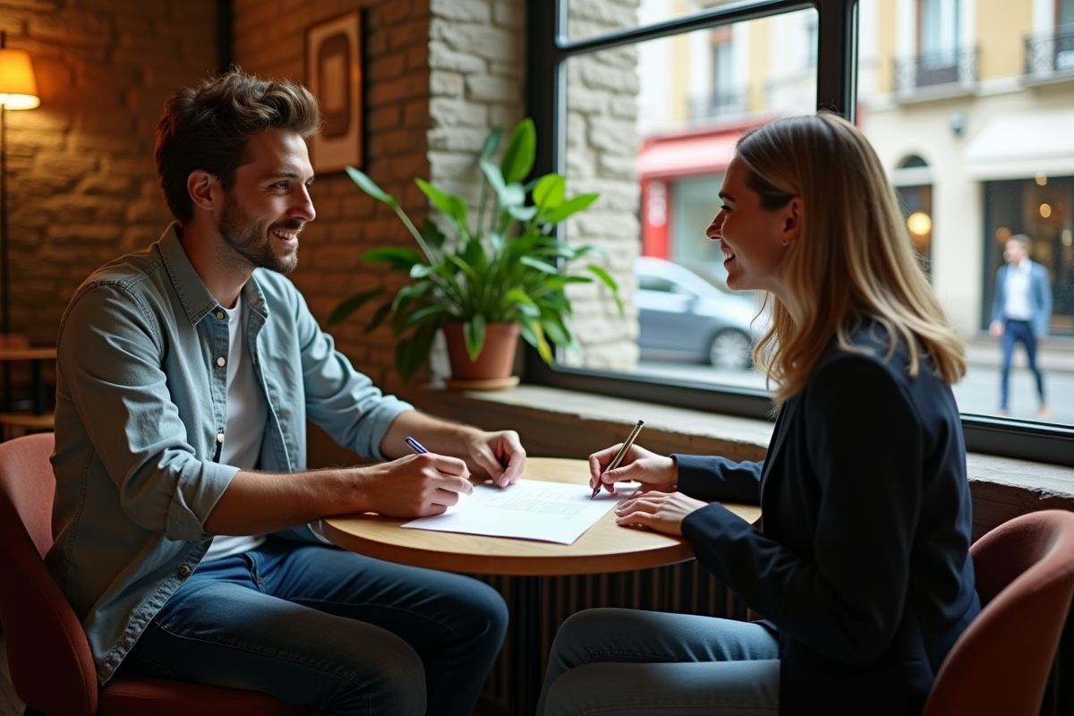 Jeune musicien et femme d