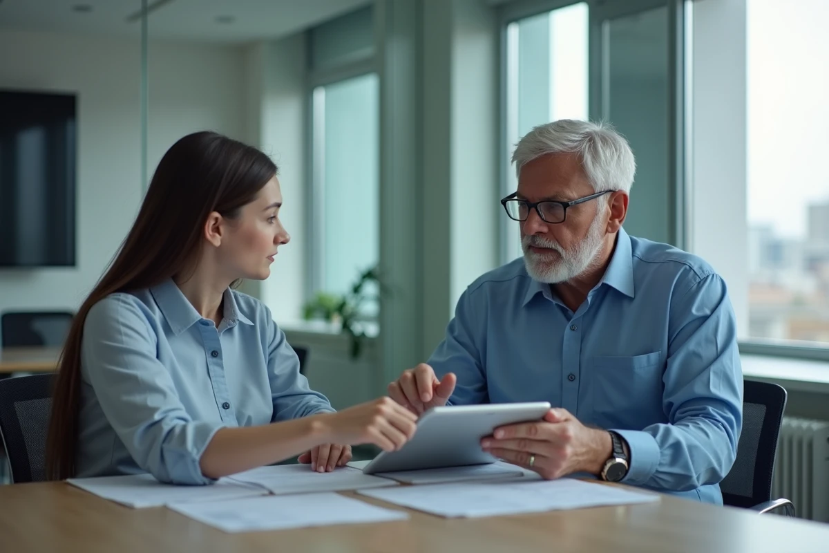 Homme HR aidant une collègue lors d