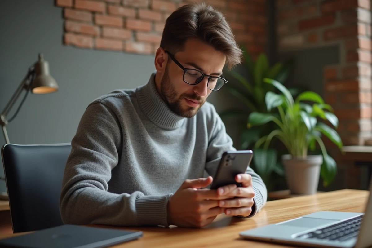 Jeune salarié recevant une notification de bulletin de paie dématérialisé sur son smartphone via une application RH