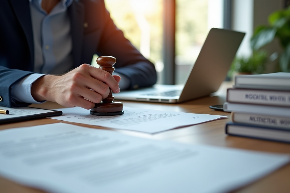Main apposant un sceau sur un document confidentiel